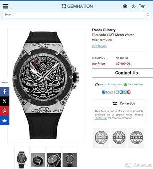 Franck Dubarry, model Fileteado GMT, originál hodinky - 2