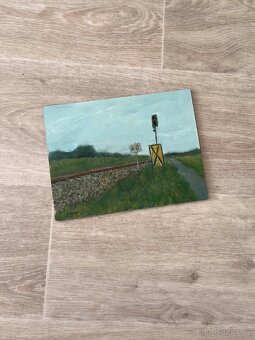 ručně malovaný obraz ,, Trať '' 15x20cm - 2