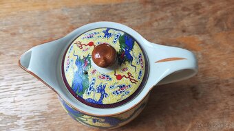 Japonská konvička na čaj, porcelánová konvička s drakem - 2