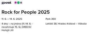 Lístky Rock for People 2025 - 2