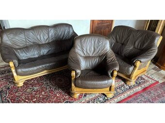 Dubová rustikální kožená sedačka, 3788 - 2