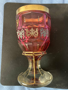 Starožitná rubínová sklenice Biedermeier cca r. 1840 - 2