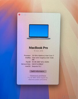 MacBook Pro 16” 2019 CTO /16GB RAM/i7/512GB SSD/Záruka - 2