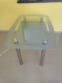 Set skleněný jídelní stůl + 4 židle + konferenční stolek - 2