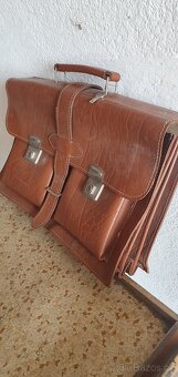 Retro kožená kabela, aktovka, taška - 2