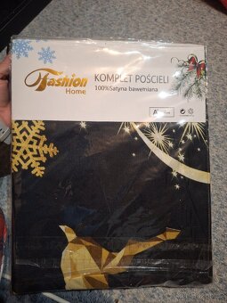 Vánoční povlečení černo-zlaté s motivy jelenů a hvězd - 2