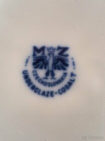 porcelánový talíř, starožitný, kobaltový, MZ , pr. 25 cm - 2