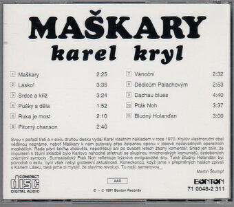 Karel Kryl: Maškary 1991 CD - 2