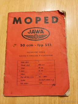 Moped Jawa 50-typ 551-návod k obsluze a údržbě - 2