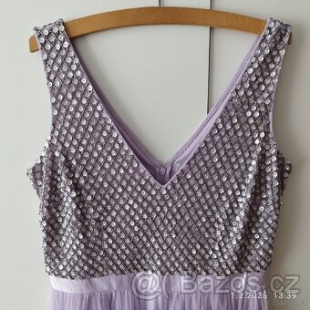 Krásné lila společenské midi šaty GODDIVA, vel. 14 - 2