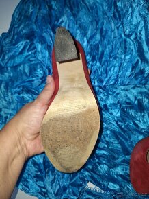 Střevíčky bordó kožené, semiš - 2