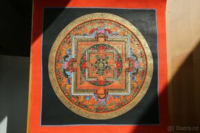 Ručně malovaná tibetská mandala thangka z Indie 4 - 2