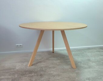 Stůl kulatý 120 cm, designový, překližka dub - 2