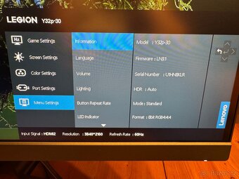 Lenovo LEGION Y32p-30 IPS 31,5" UHD 144Hz 10bit HDR400 USB- - 2