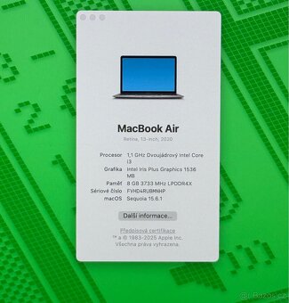 MacBook Air 13” 2020 CTO/8GB RAM/i3/256GB SSD/Záruka - 2