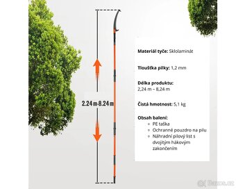 Teleskopická pilka na stromy, výška 2,24-8,24m - nová - 2
