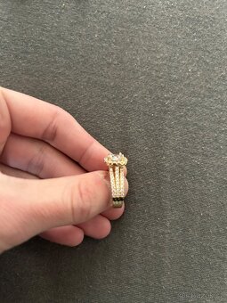 Prsten zlacený 18k zlatem, kameny zirkony - 2