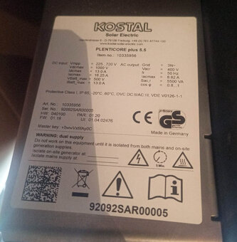 hybridní střídač KOSTAL PLENTICORE-PLUS5.5 + Smartmeter - 2