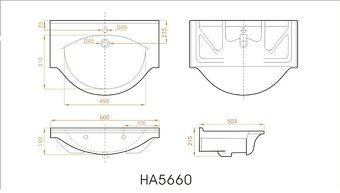 Nábytkové umyvadlo Naturel Pro 61x51 cm (nové) - 2