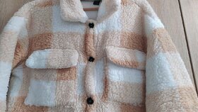 Plyšový kostkovaný kabátek na knoflíky - 2