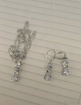 Nová stříbrná sada souprava šperků sada s kočkou kočičí 925 - 2