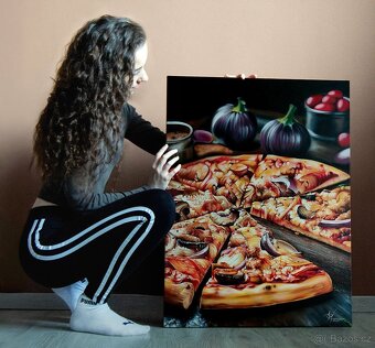 Realistická malba akrylem na plátně PIZZA - 2