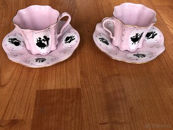 Růžový zlacený porcelán Rokoko H&C Československo - 2