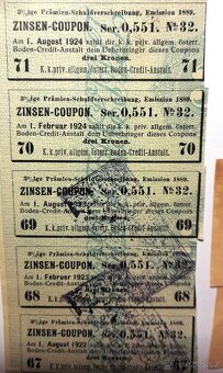 Rakouské ZINSEN kupony 1918 - 1924. 15 kusů. - 2