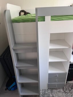 Patrová postel 90 x 200 cm se stolem a skříni - 2