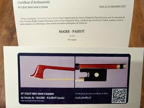 Starý francouzský  smyčec MAIRE/PAJEOT school + certifikát - 2