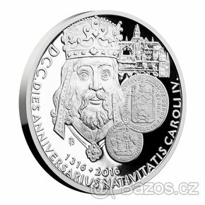 Stříbrná uncová mince 700. výročí narození Karla IV. proof - 2
