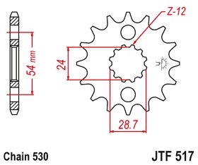 Řetězové kolečko JTF 517-17 RB pogumované - 2