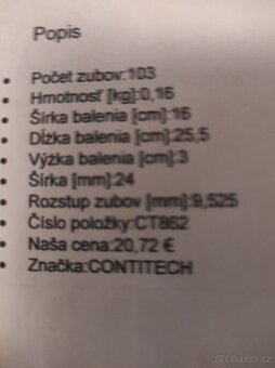 Prodám novej rozvodovej řemen Continental CT862. - 2