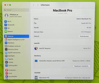 MacBook Pro M2 2023 /16GB RAM/M2 Pro/512GB SSD/ Záruka - 2