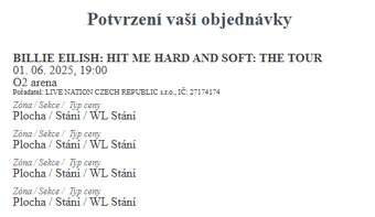 Billie Eilish Praha 1.6.2025 – 6x stání - 2