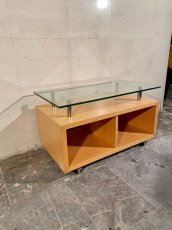 Stůl pod TV sklo+dřevo -80cm/45cm výška 48cm - 2