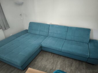 ROHOVÁ SEDAČKA, textil, tyrkysová - 2