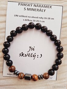 Pánský náramek z minerálů Onyx,Hematit,Tygří oko - 2