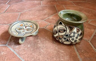 Sada zelené keramiky s kočkami - 2