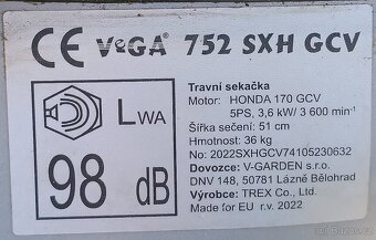 Prodám mot. sekačku VEGA 752 SXH GCV 5in1 s pojezdem - 2