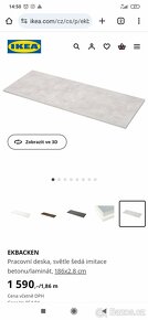 Pracovní deska Ikea Ekbacken světle šedá - 2