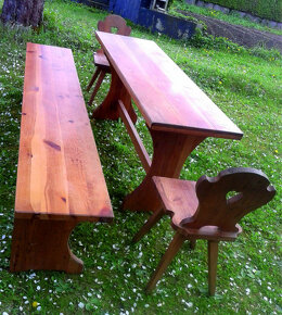 masivní stůl+lavice+židle - 2