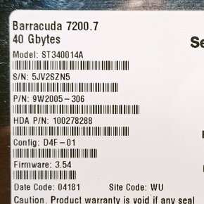 Pevný disk Seagate Barracuda 7200.7, 40GB - 2