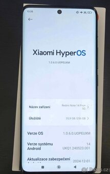 Xiaomi Redmi Note 14 Pro+ 5G, 8/256GB,200Mpx foto,AI, záruka - 2