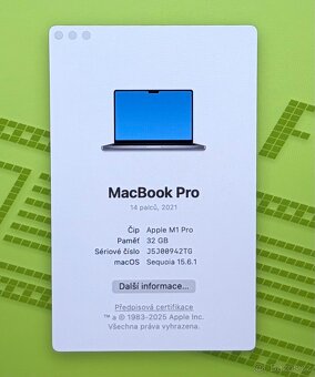 MacBook Pro 14” CTO 2021 /32GB/M1 Pro/512GB SSD DISK/Záruka - 2