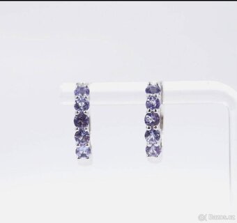 Stříbrné kruhové náušnice s tanzanity - 2