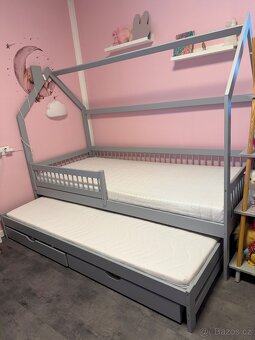 Domečková postel s přistýlkou a šuplíky - Berta - 2