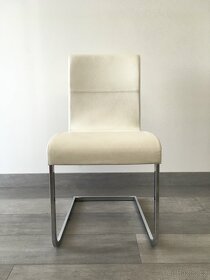 Jídelní bílá kožená židle - 2