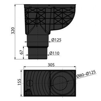 Lapač střešních splavenin DEK DN 100/125 - černá - 2