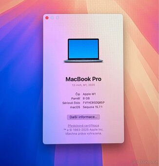 MacBook Pro M1 2020 /8GB RAM/512GB SSD/Záruka 98% BATERIE - 2
